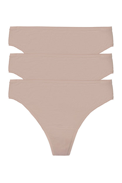 Bliss Bare Cotton Thong 3-Pack Café Natori