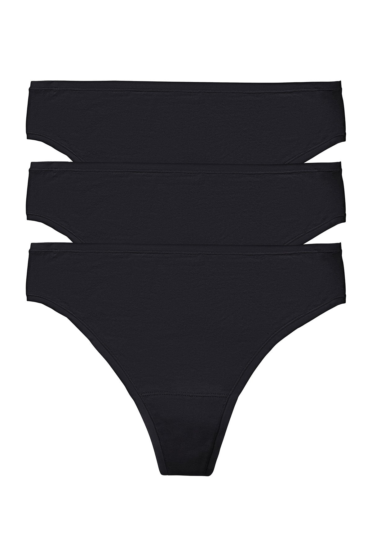 Bliss Bare Cotton Thong 3-Pack Black Natori