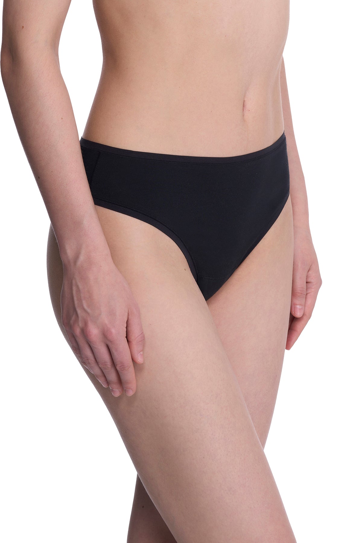 Bliss Bare Cotton Thong Black Natori