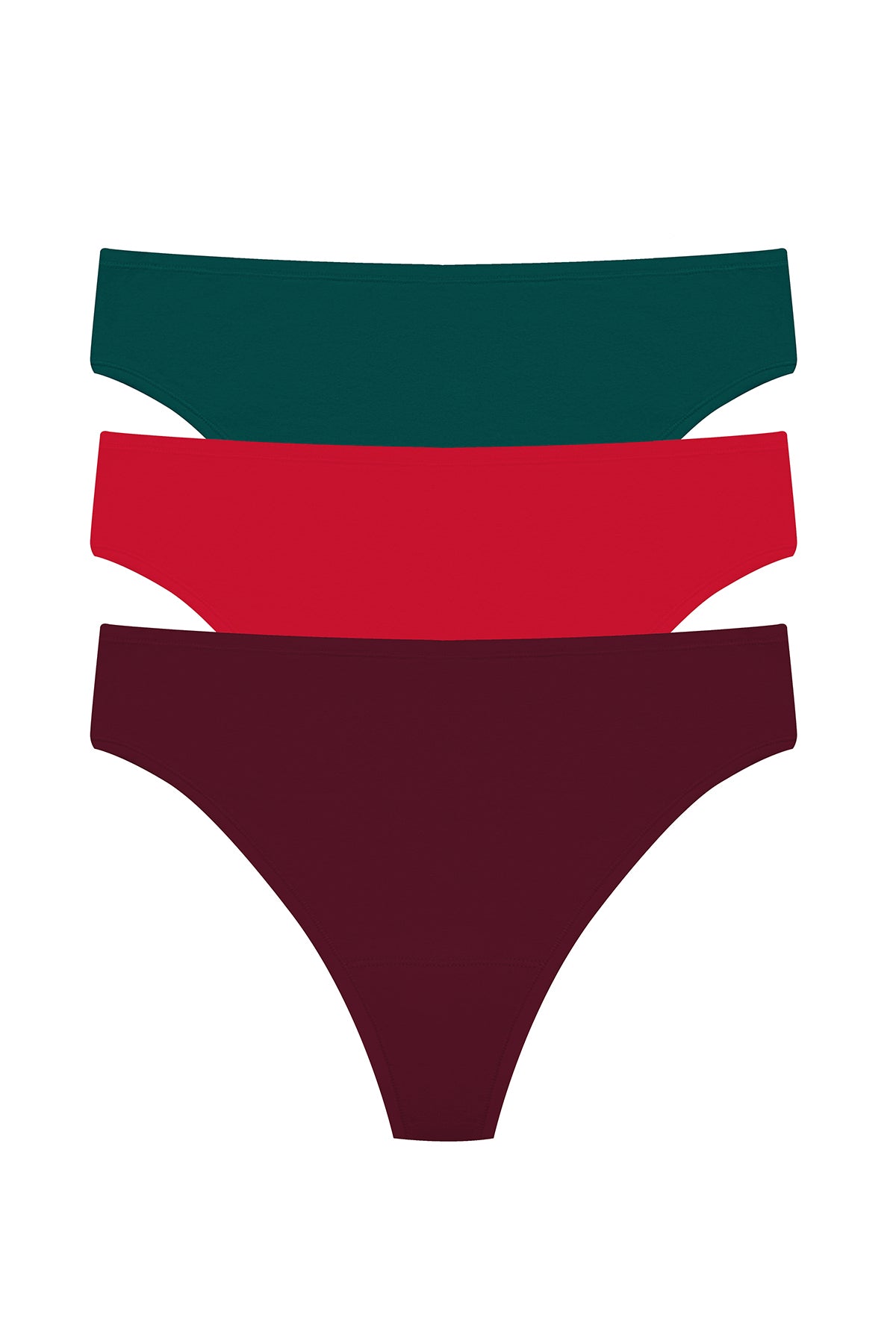 Bliss Bare Cotton Thong 3-Pack Royal Fig/Bonfire/Elm Natori
