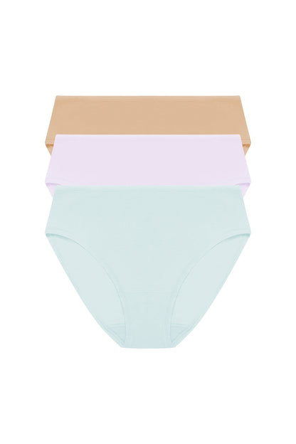 Bliss Bare Cotton Hipster 3-Pack Cloud Green/Pale Purple/Café Natori