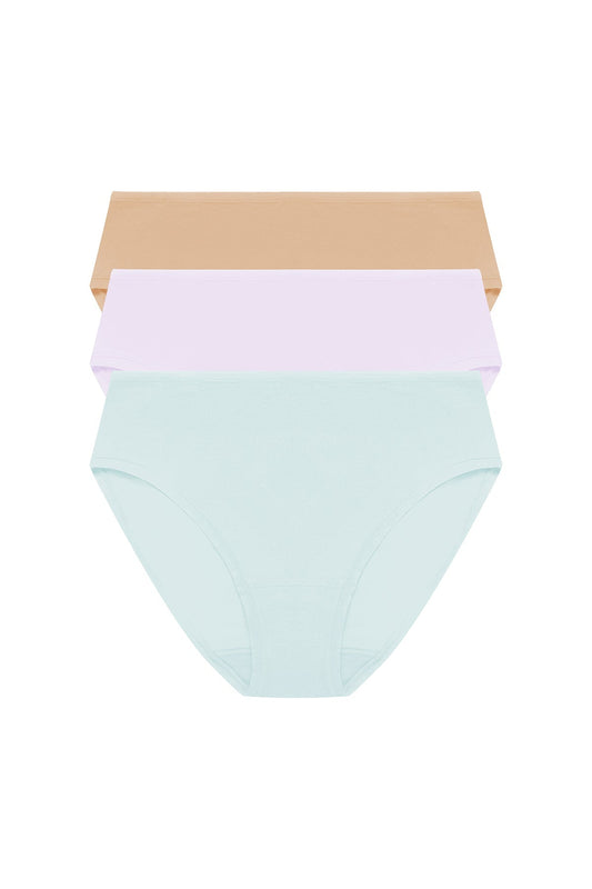 Bliss Bare Cotton Hipster 3-Pack Cloud Green/Pale Purple/Café Natori