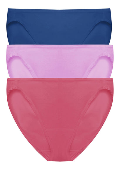 Bliss Bare Cotton Bikini 3-Pack Dark Cobalt/Wild Petal/Vintage Cherry Natori