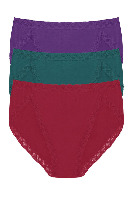 Bliss French Cut Brief 3-Pack Dark Wisteria/Emerald Blue/Deep Rouge Natori