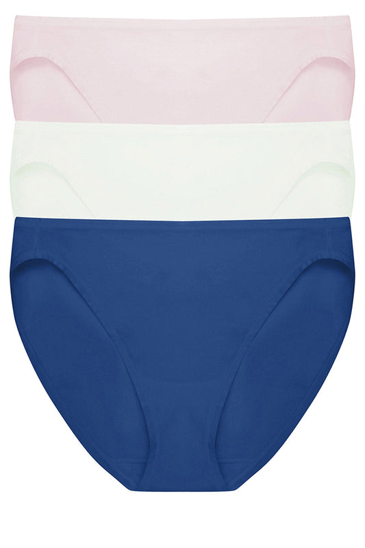 Bliss Bare Cotton Bikini 3-Pack Misty Orchid/Iced Mint/Dark Cobalt Natori