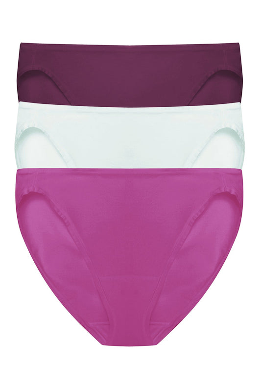 Bliss Bare Cotton Bikini 3-Pack Pinot Noir/Sky Green/Mad Magenta Natori