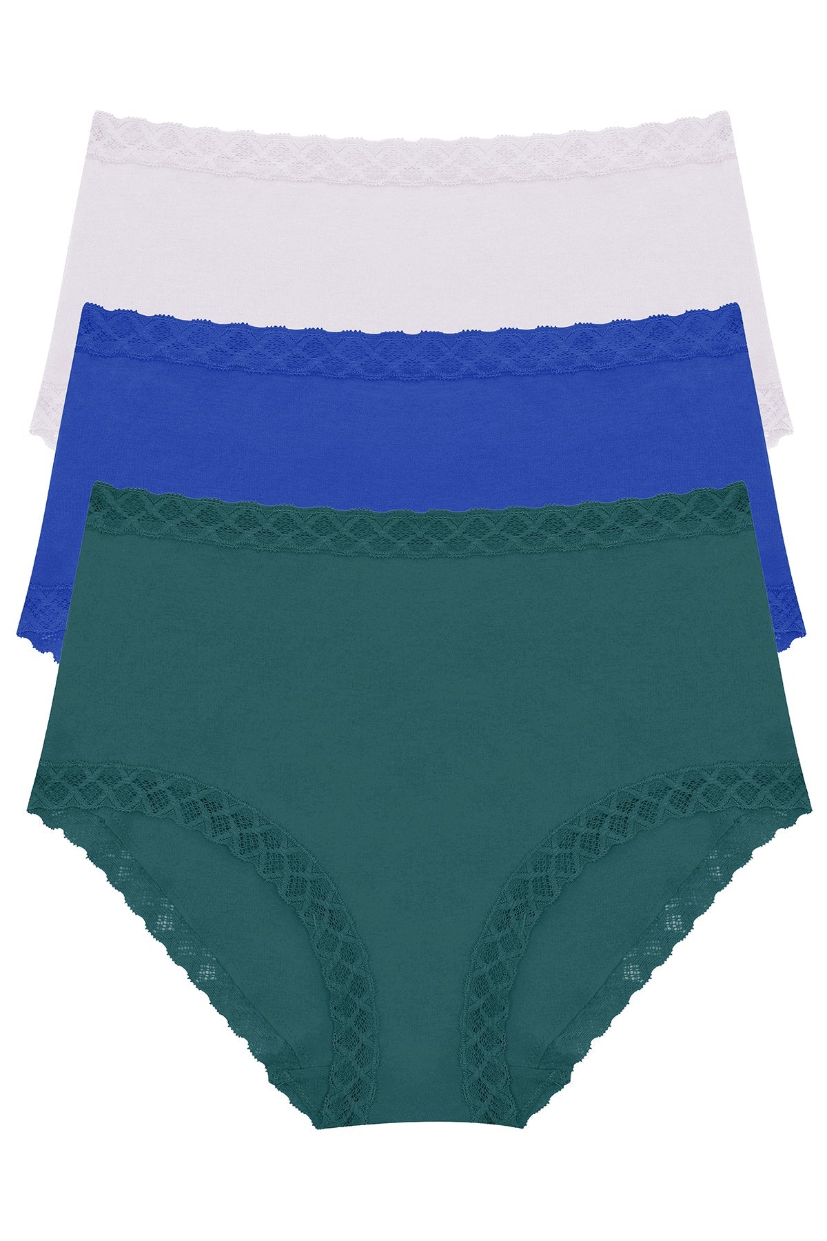 Bliss Full Brief 3-Pack Luster/Blue Flame/Emerald Blue Natori