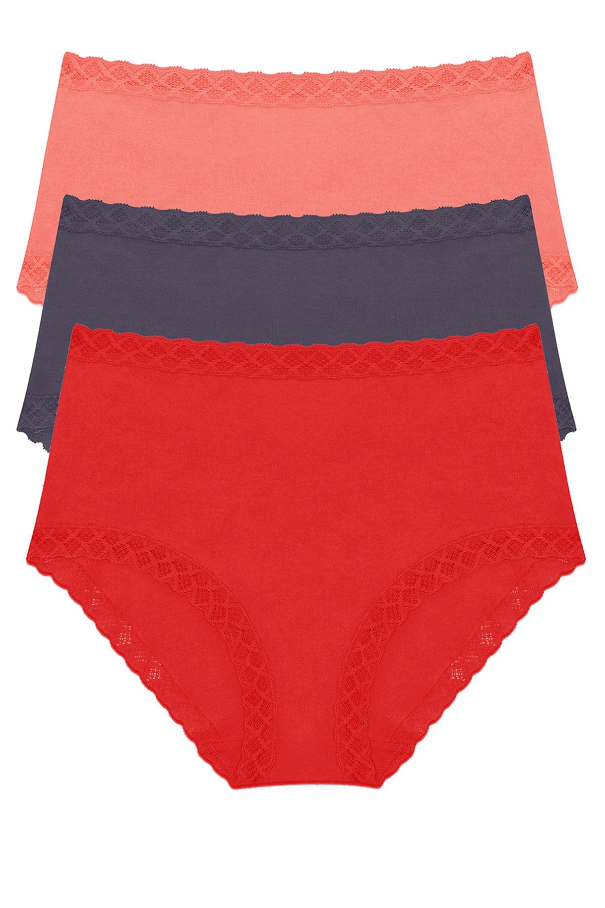 Bliss Full Brief 3-Pack Neon Coral/Greystone/Paprika Natori