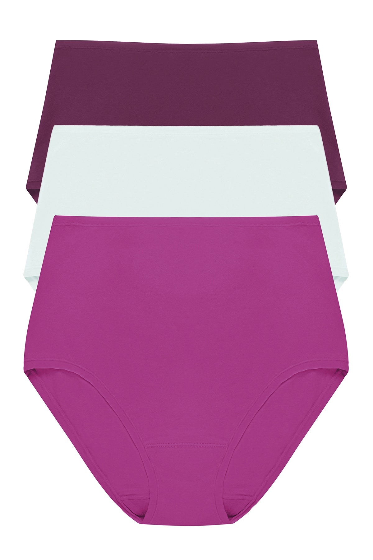 Bliss Bare Cotton High Waist Brief 3-Pack Pinot Noir/Sky Green/Mad Magenta Natori