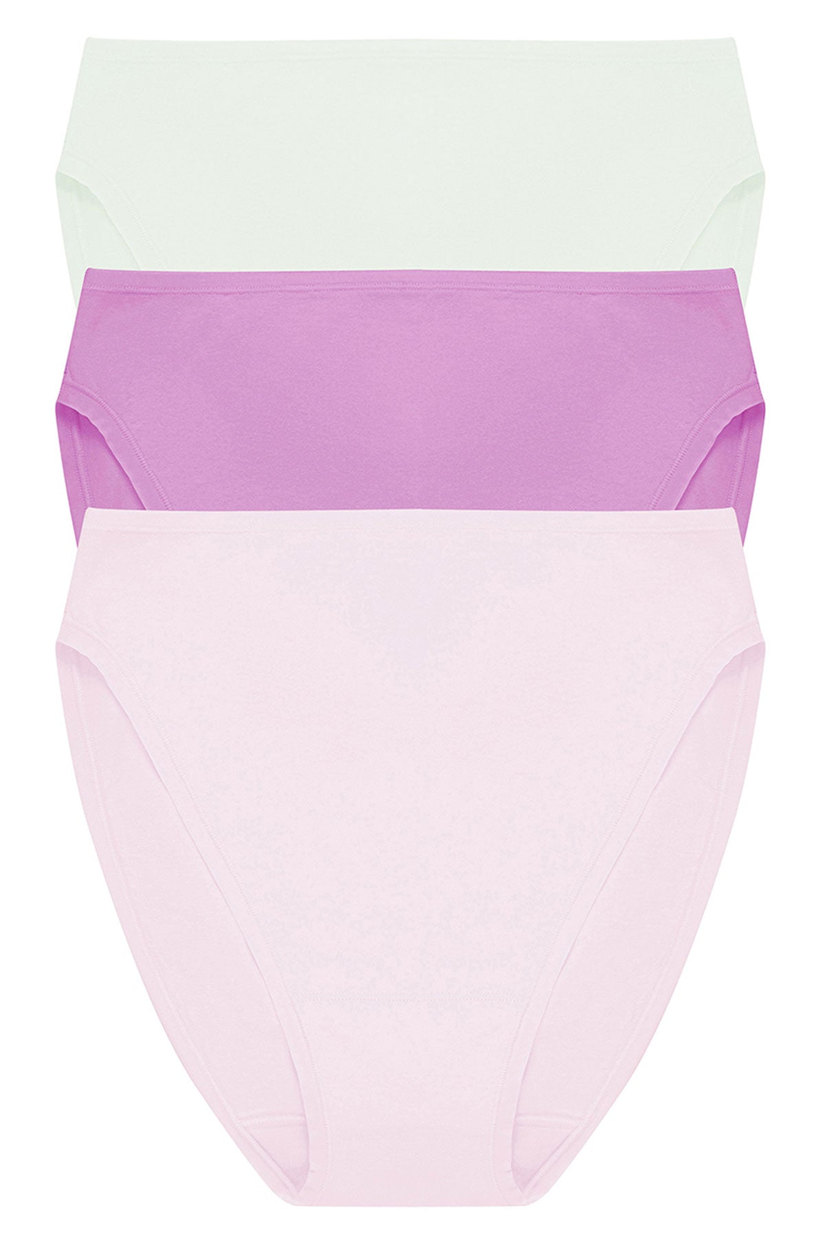 Bliss Bare Cotton High Cut Brief 3-Pack Iced Mint/Wild Petal/Misty Orchid Natori