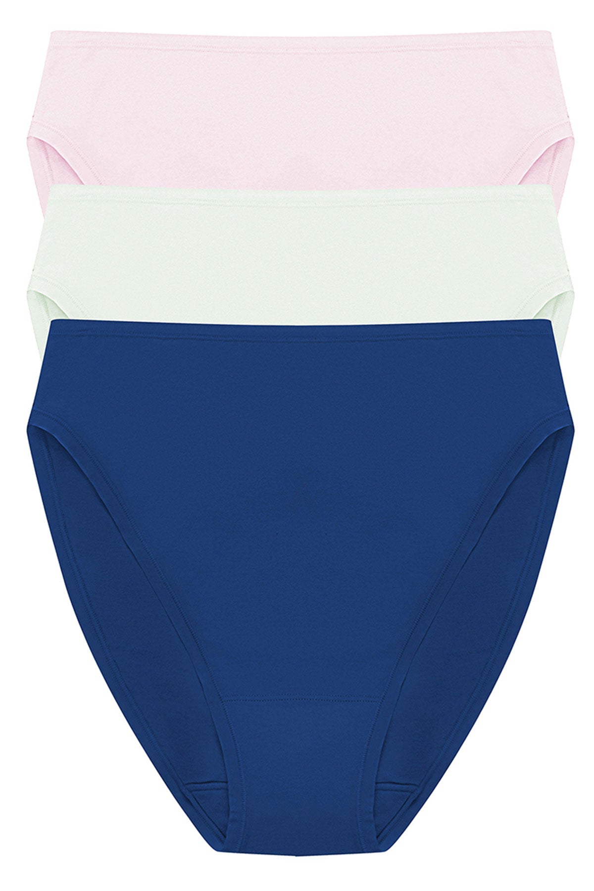 Bliss Bare Cotton High Cut Brief 3-Pack Misty Orchid/Iced Mint/Dark Cobalt Natori