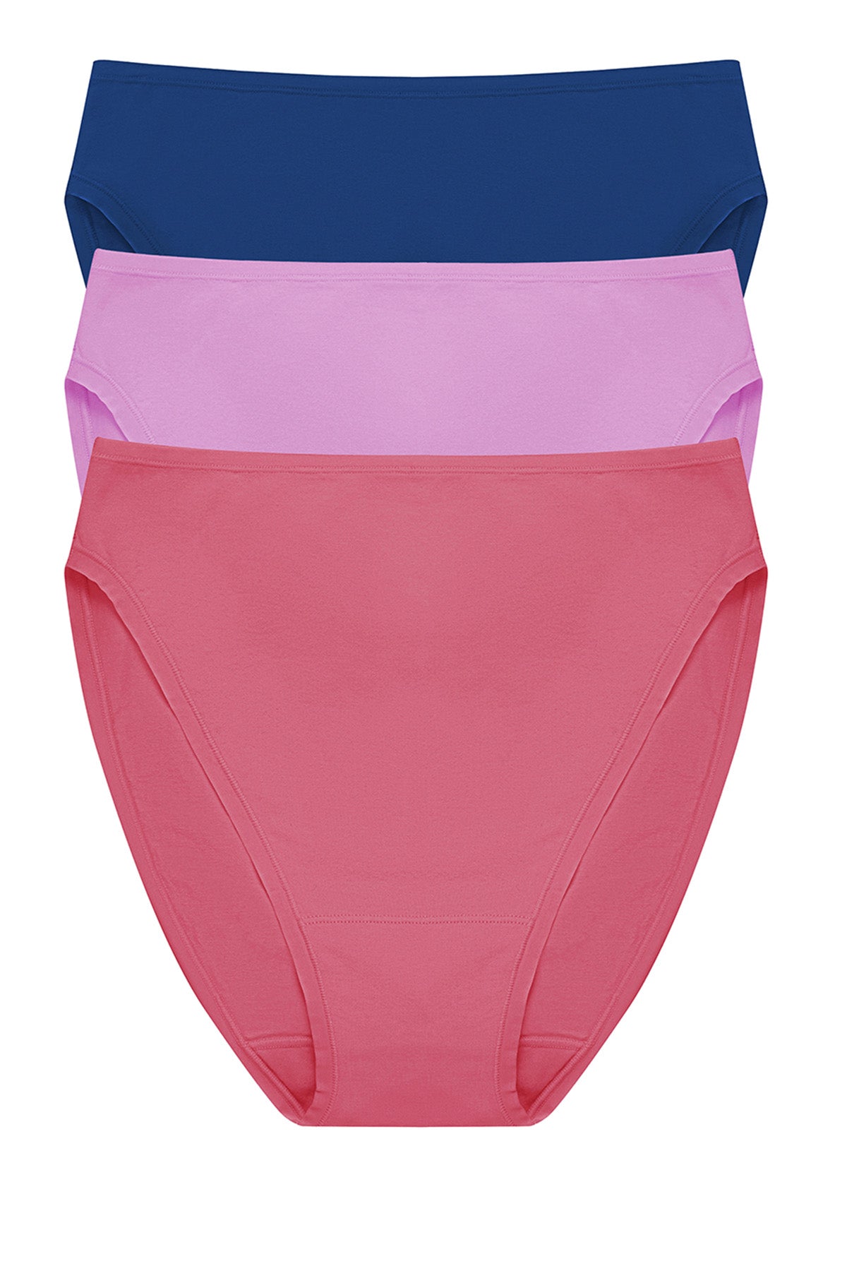 Bliss Bare Cotton High Cut Brief 3-Pack Dark Cobalt/Wild Petal/Vintage Cherry Natori