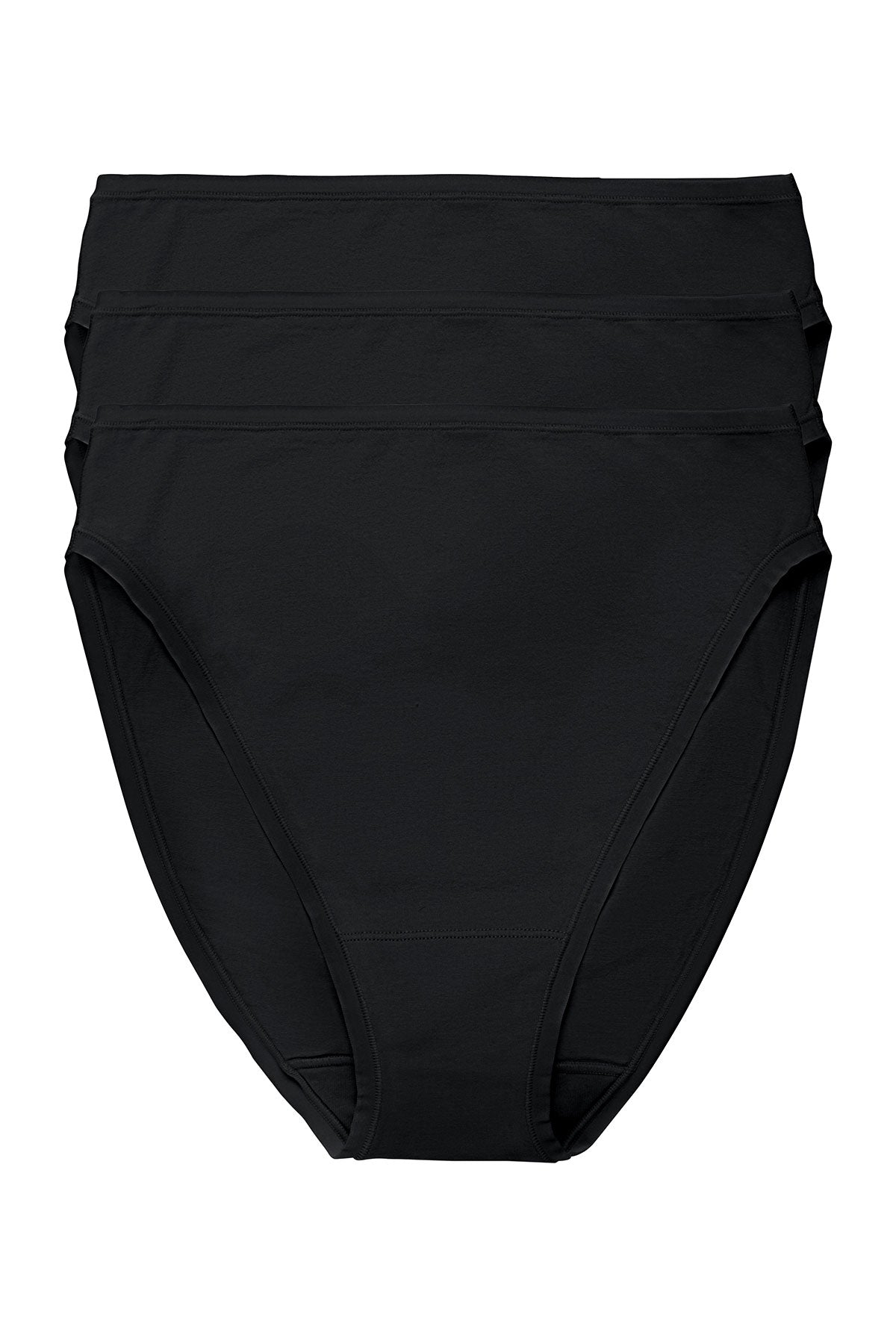 Bliss Bare Cotton High Cut Brief 3-Pack Black Natori