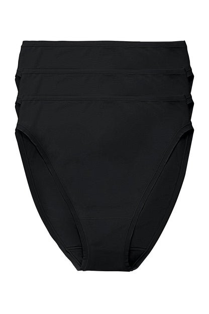 Bliss Bare Cotton High Cut Brief 3-Pack Black Natori