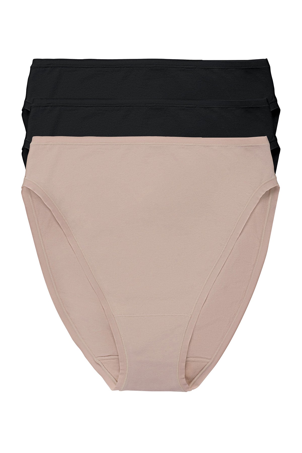Bliss Bare Cotton High Cut Brief 3-Pack Black/Black/Café Natori