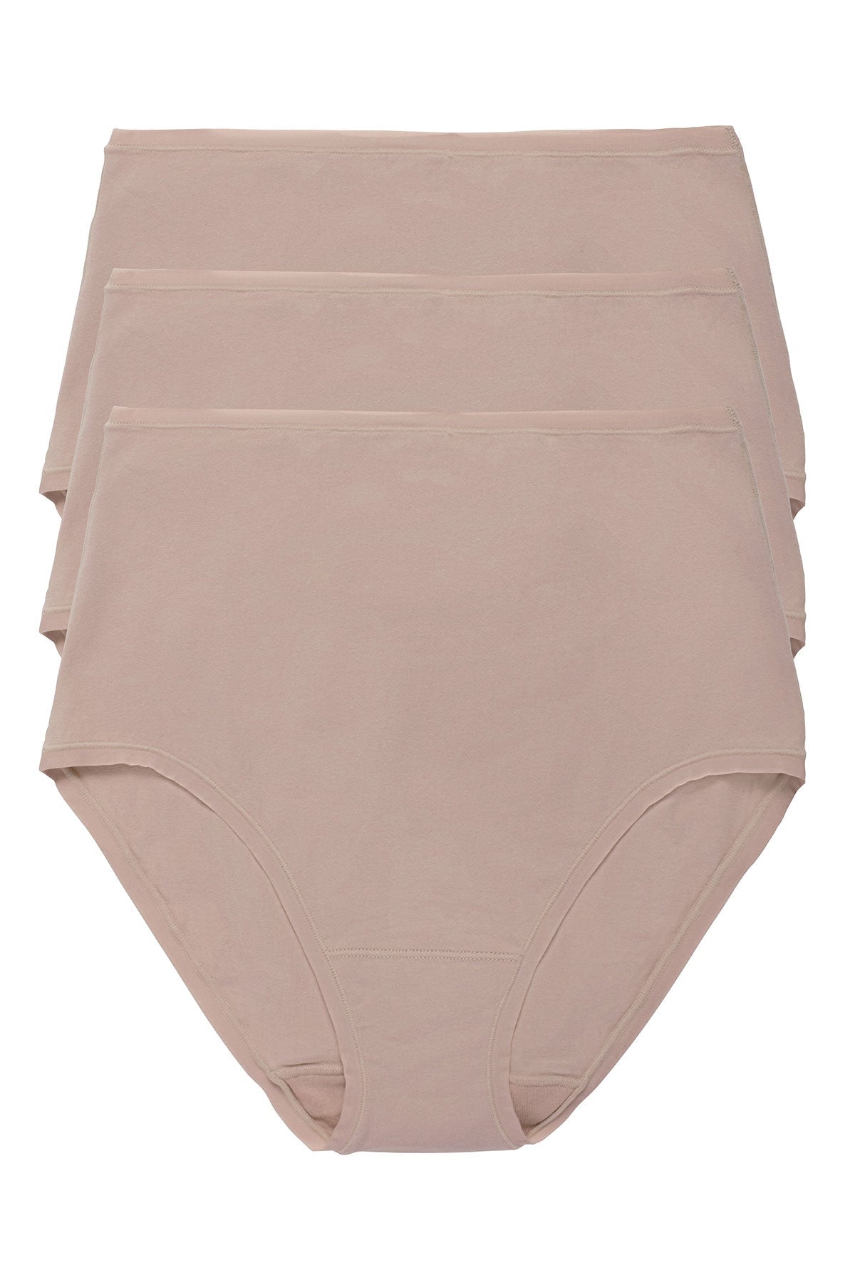 Bliss Bare Cotton High Waist Brief 3-Pack Café Natori