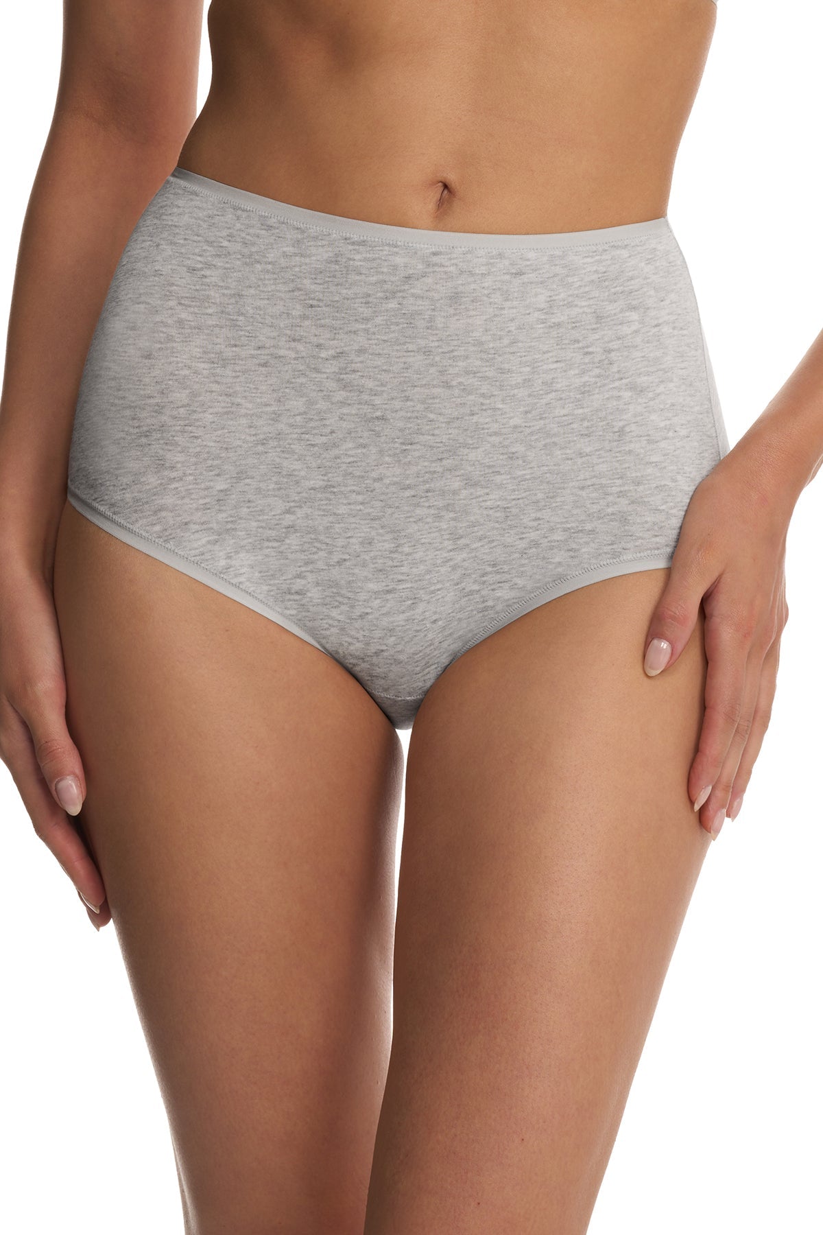 Bliss Bare Cotton High Waist Brief 3-Pack Lt Grey Heather/Buff/Peach Whip Natori