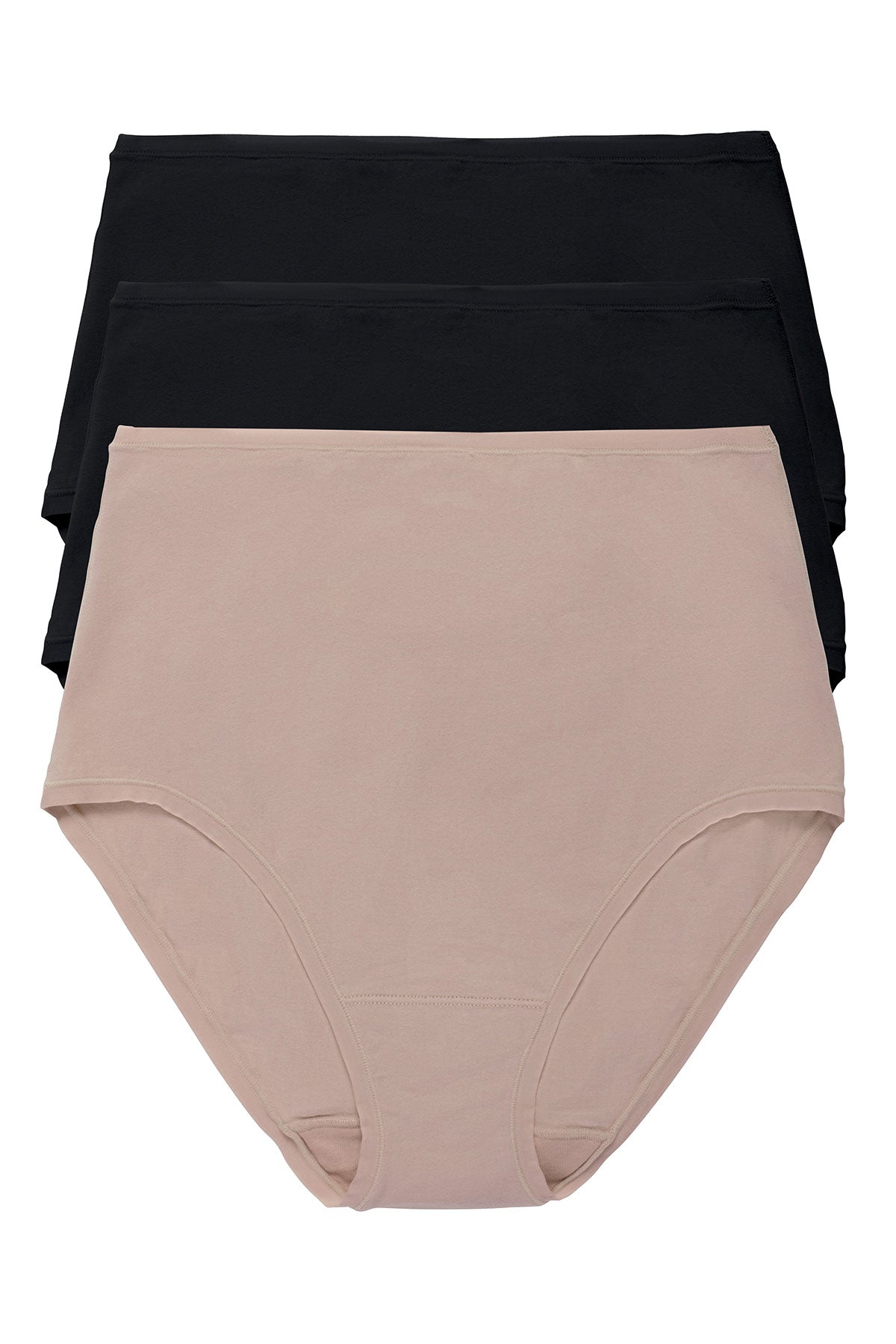 Bliss Bare Cotton High Waist Brief 3-Pack Black/Black/Café Natori