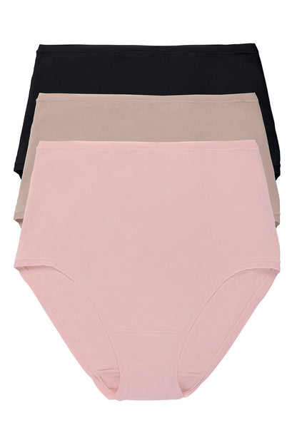 Bliss Bare Cotton High Waist Brief 3-Pack Potpourri/Café/Black Natori