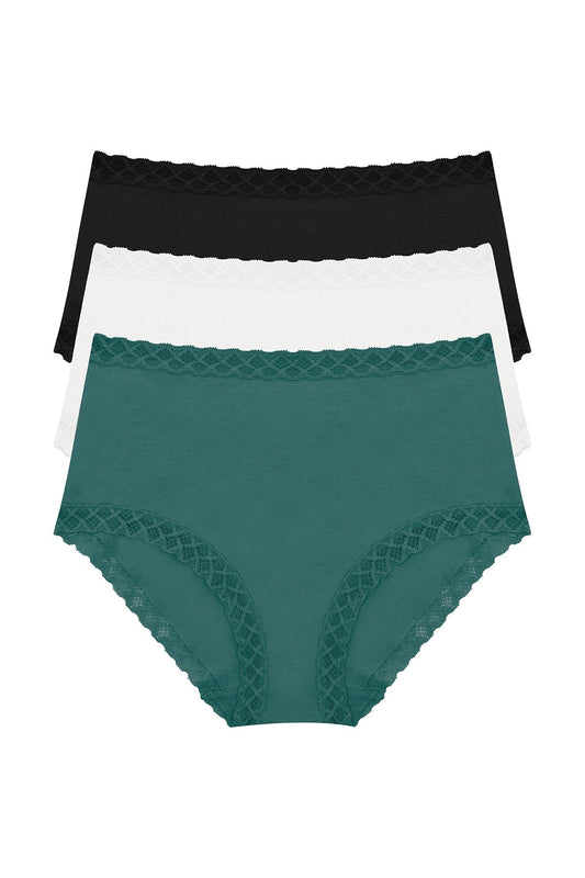 Bliss Full Brief 3-Pack Aspen Green/Coconut/Black Natori