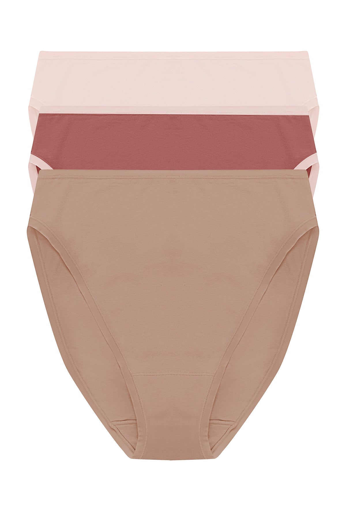 Bliss Bare Cotton High Cut Brief 3-Pack Peach Whip/Nostalgia Rose/Buff Natori