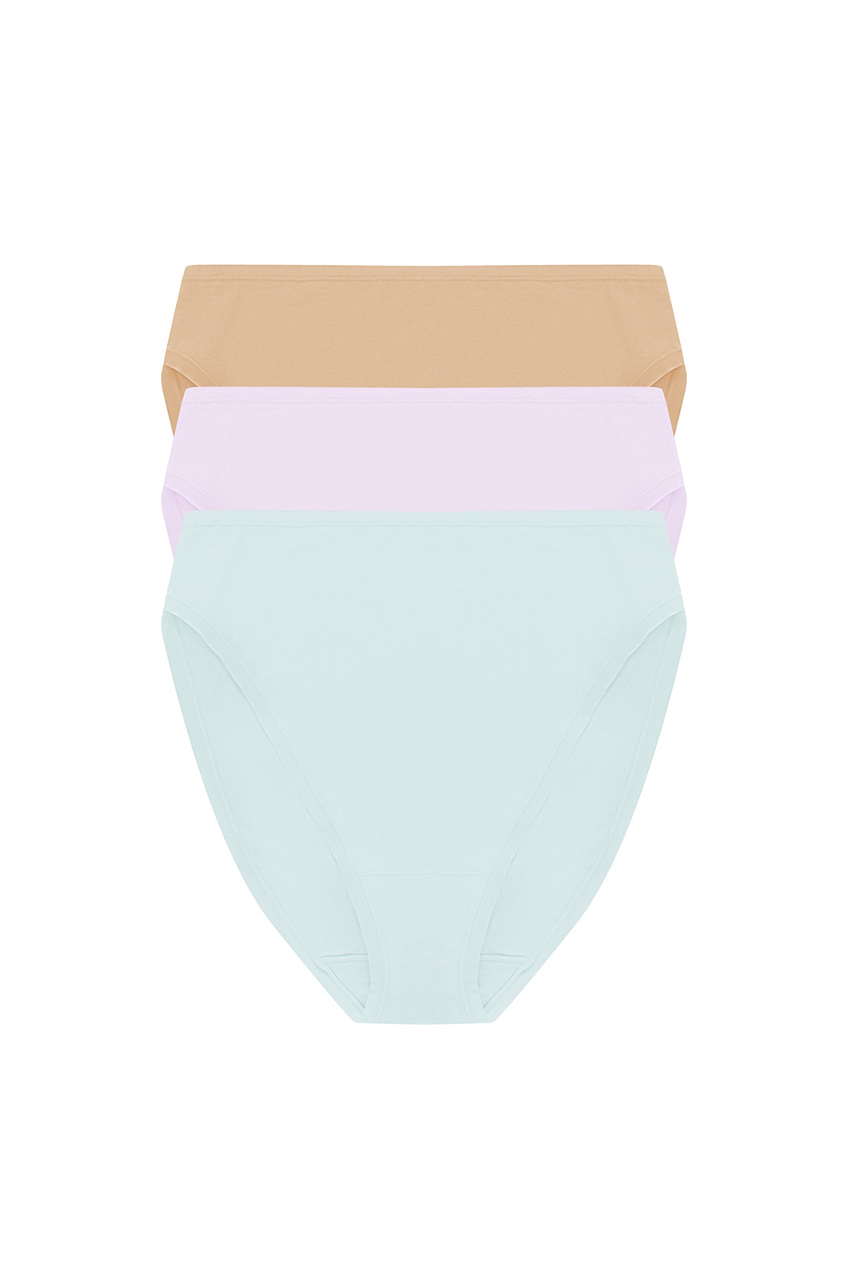 Bliss Bare Cotton High Cut Brief 3-Pack Cloud Green/Pale Purple/Café Natori