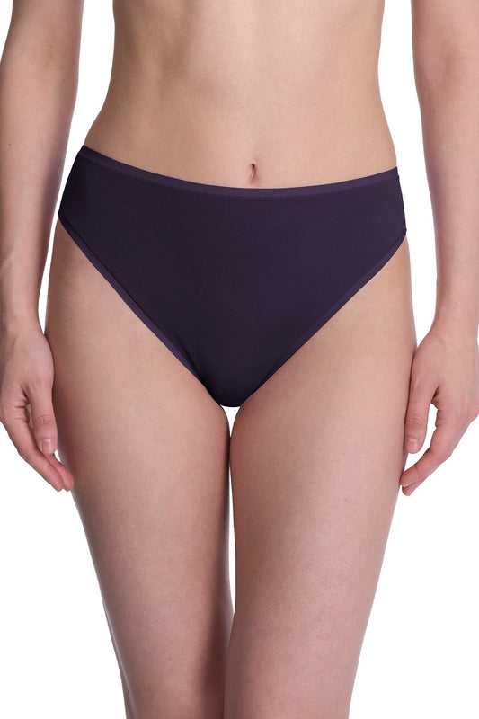 Bliss Bare Cotton High Cut Brief 3-Pack Purple Dusk/Smoky/Dk Red Natori