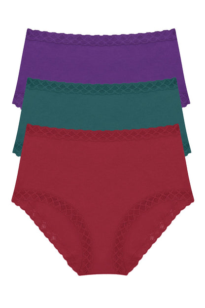 Bliss Full Brief 3-Pack Dark Wisteria/Emerald Blue/Deep Rouge Natori
