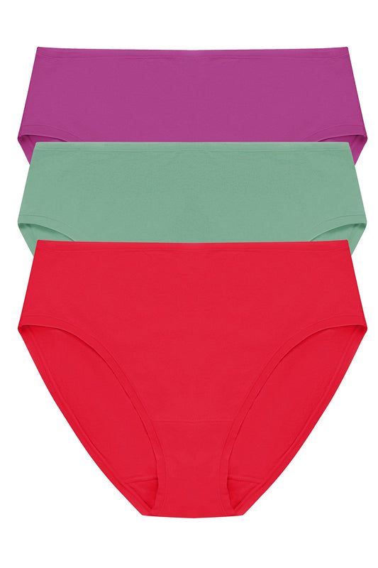 Bliss Bare Cotton Hipster 3-Pack Mad Magenta/Frosty Spruce/Holiday Red Natori