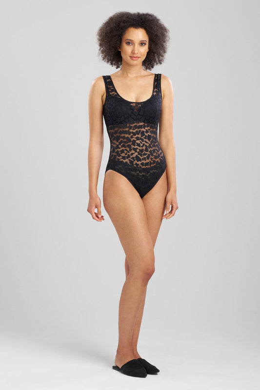 Buy Temptation Sheer Allover Lace Bodysuit in Black Online Black Natori