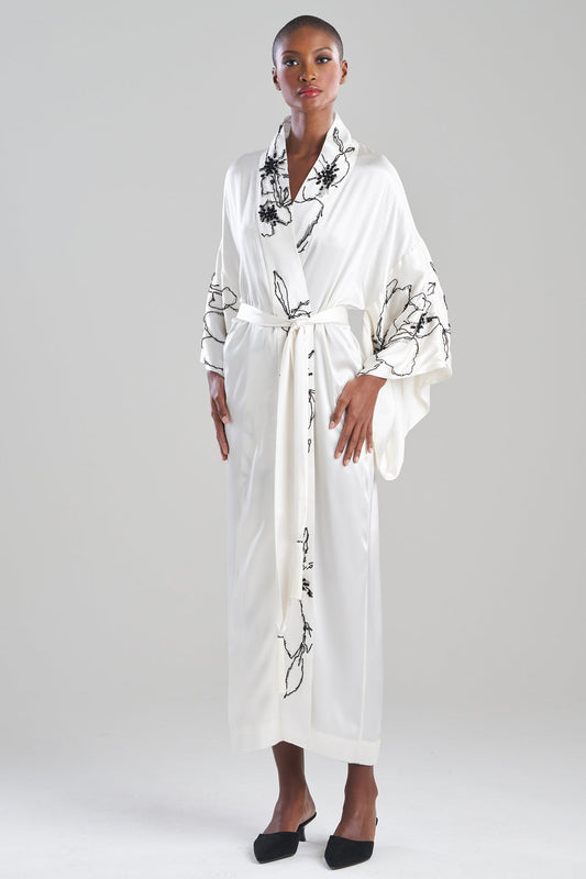 Couture Yumi Embroidered Silk Robe Warm White Natori