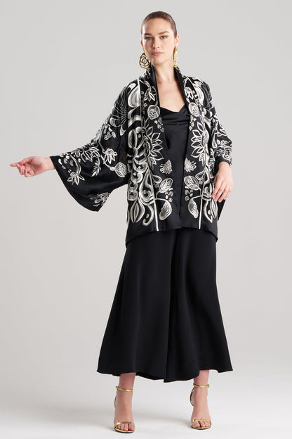 Couture Nouveau Embroidered Silk Kimono Black Natori