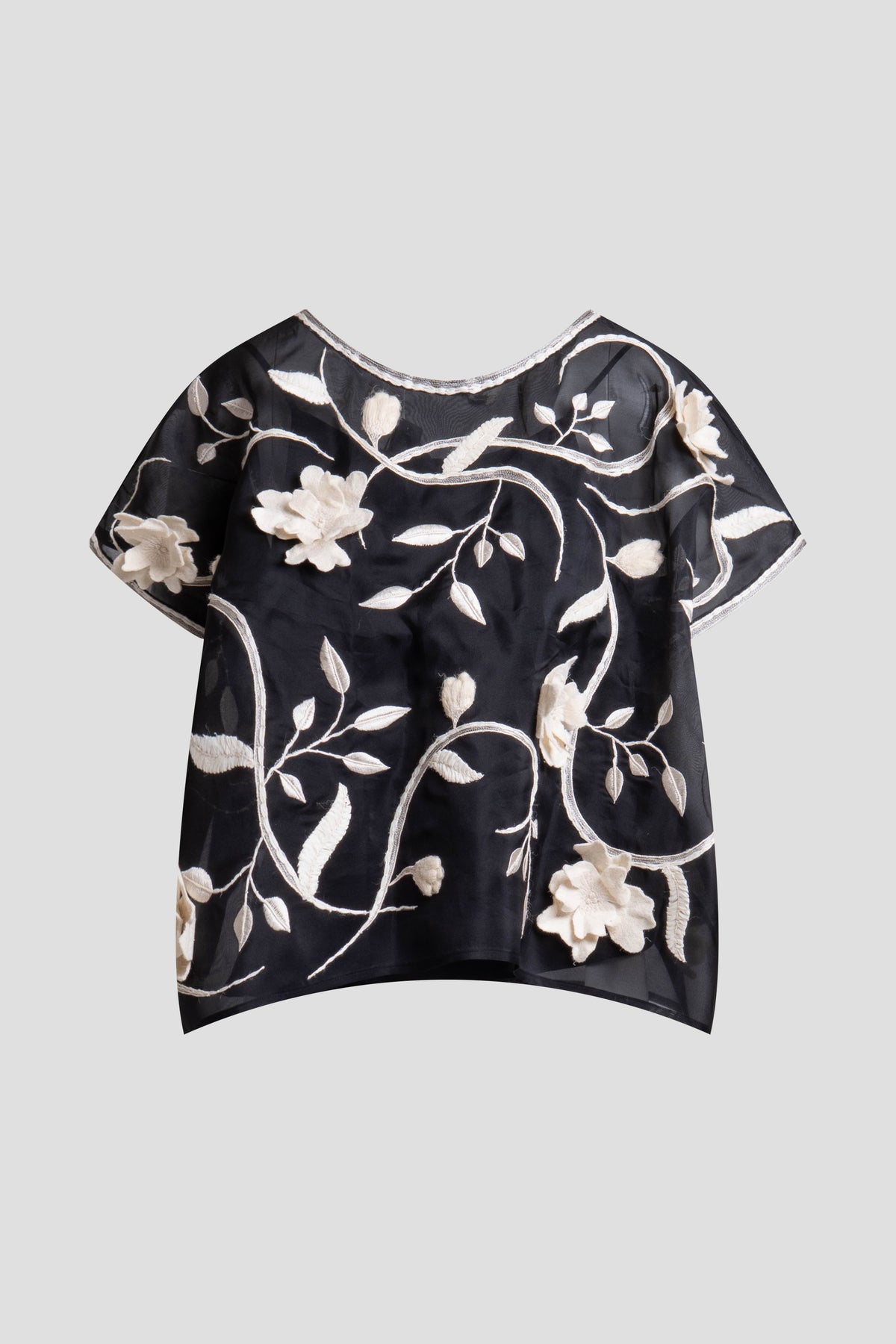 Couture Silk Organza Embellished Top Black Natori