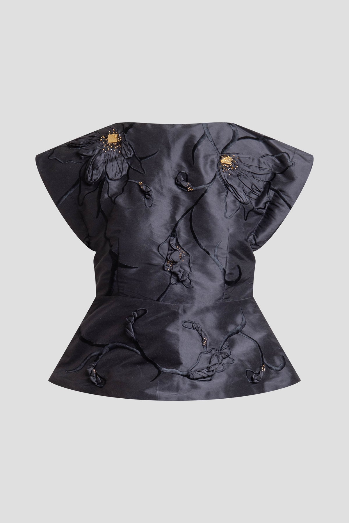Couture Silk Dupioni Embellished Top Black Natori