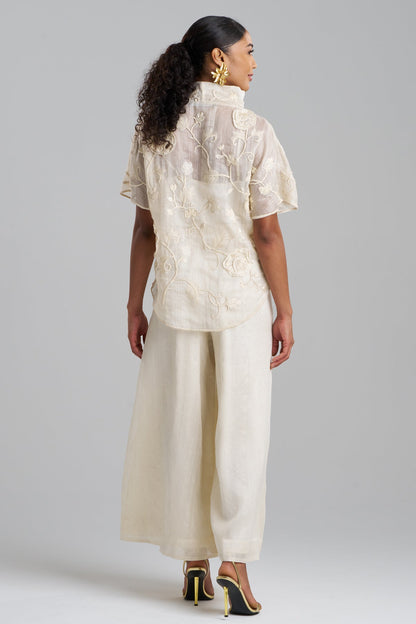 Couture Piña Embroidered Funnel Neck Top Natural Natori