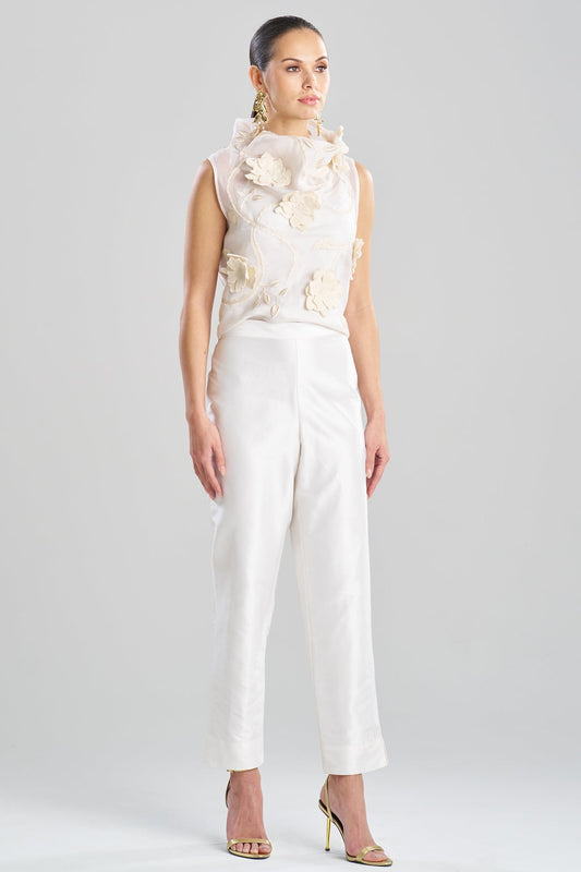 Couture Silk Dupioni Tapered Pants White Natori