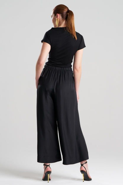 Couture Habotai Palazzo Silk Pants Black Natori