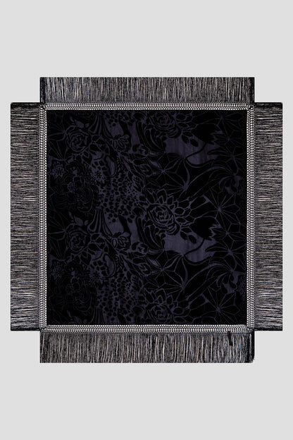 Couture Burnout Velvet Fringe Shawl Black Natori