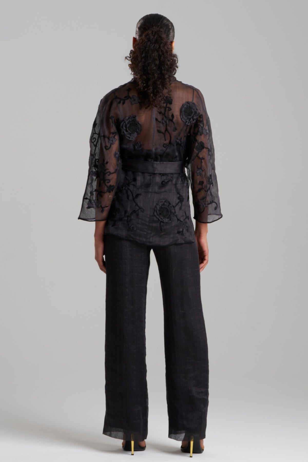 Couture Piña Belted Jacket Black Natori