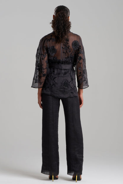 Couture Piña Belted Jacket Black Natori