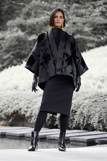 Couture Duchess Satin Coat Black Natori