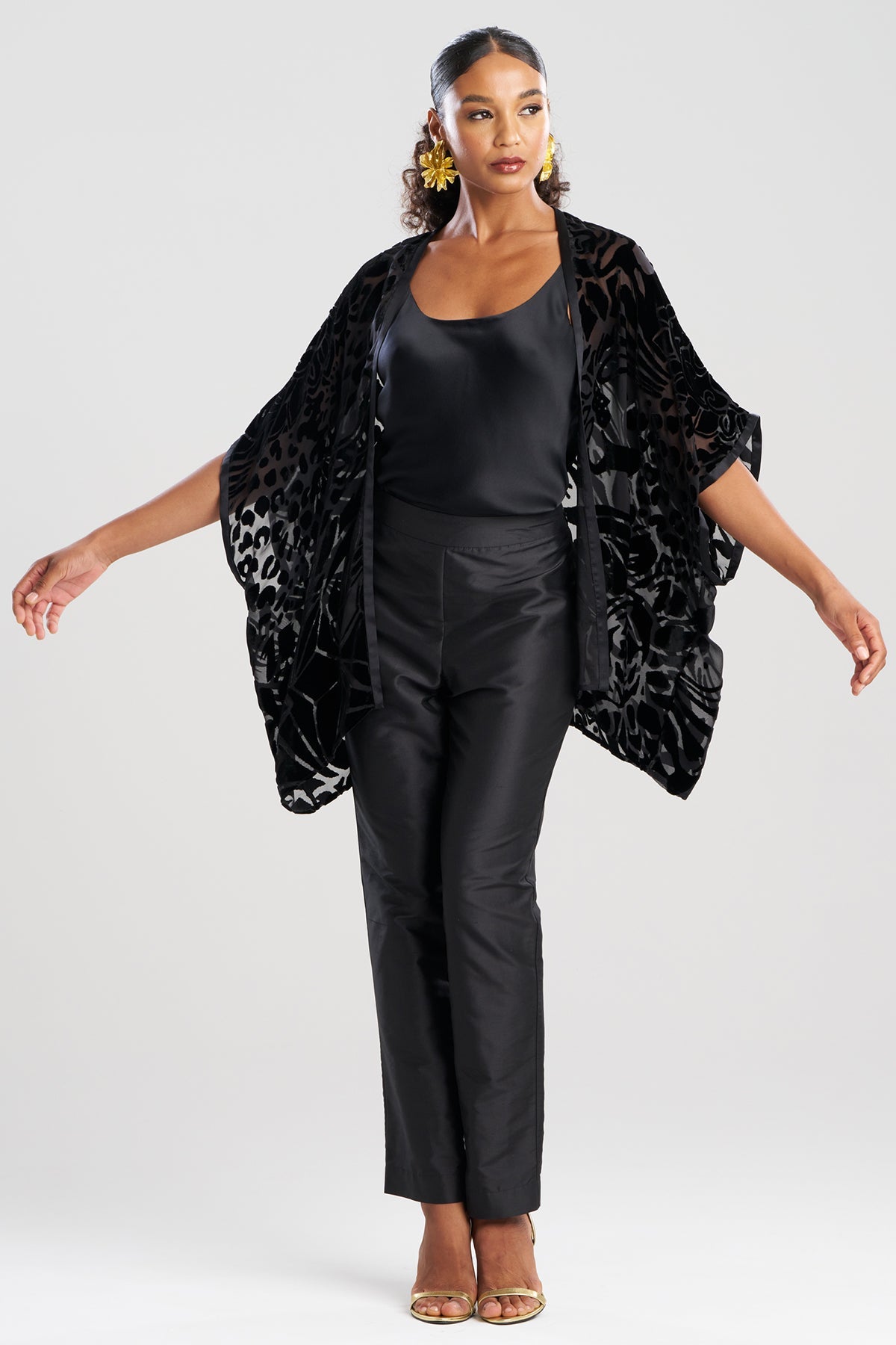 Couture Burnout Velvet Cocoon Cardigan Black Natori