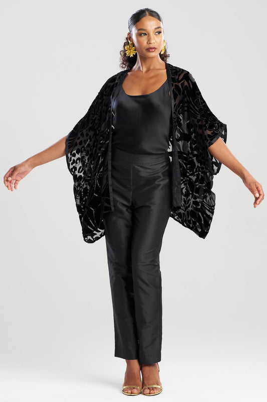Couture Burnout Velvet Cocoon Cardigan Black Natori