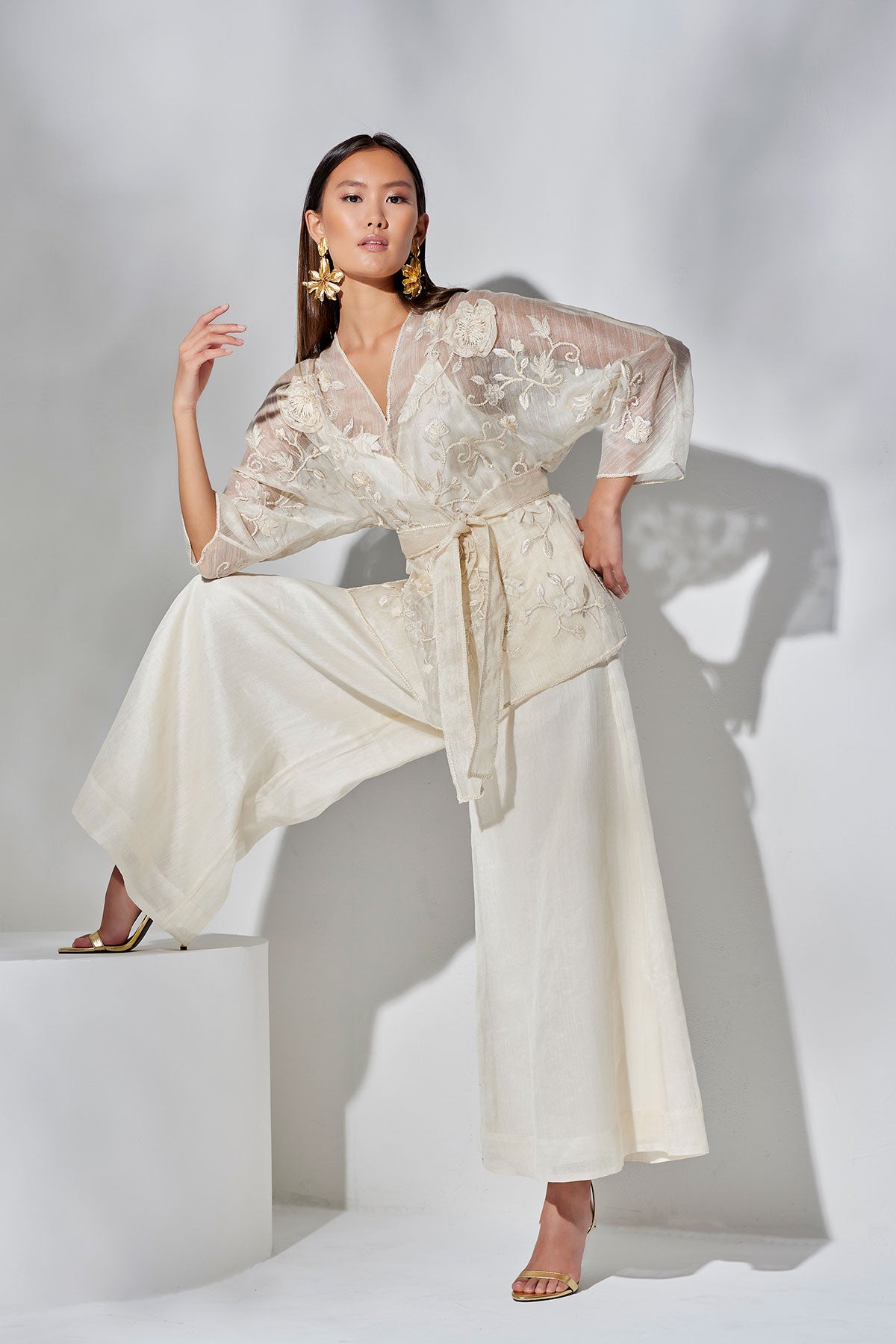 Couture Piña Belted Jacket Natural Natori