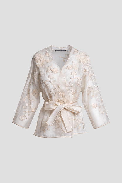 Couture Piña Belted Jacket Natural Natori
