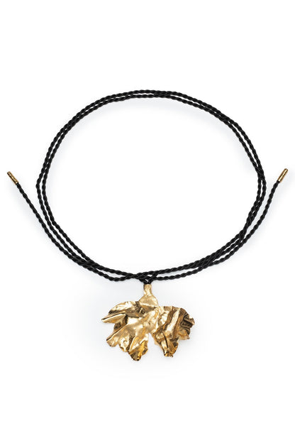 Peony Gold Plated Oversized Pendant Rope Belt Gold Natori