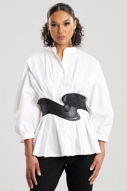 Vegan Luxe Lambskin Stitched Obi Belt Black Natori