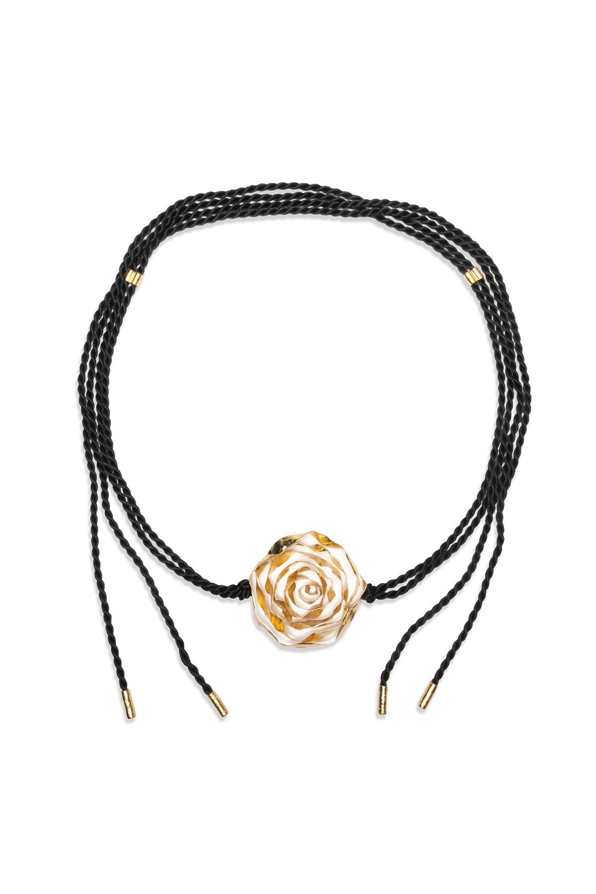 Rosette Gold Plated Wide Pendant Rope Belt Gold Natori