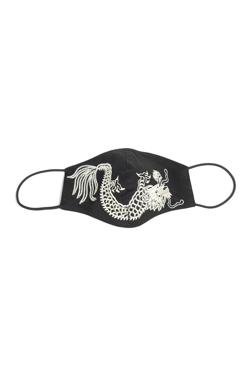 Buy Embroidered Dragon Face Mask in Black Online Black Natori