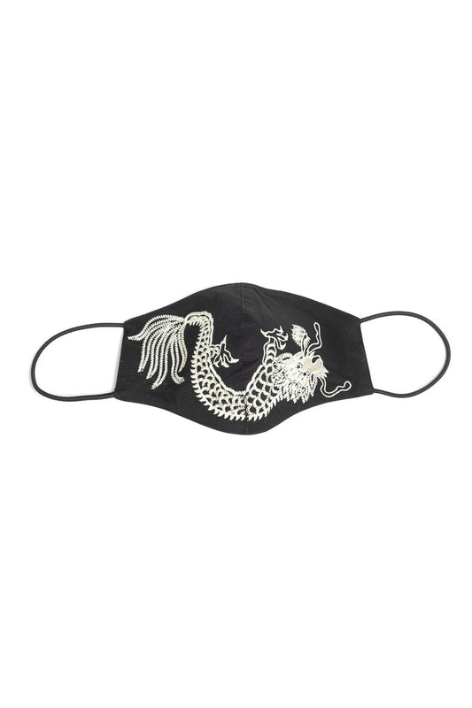 Buy Embroidered Dragon Face Mask in Black Online Black Natori